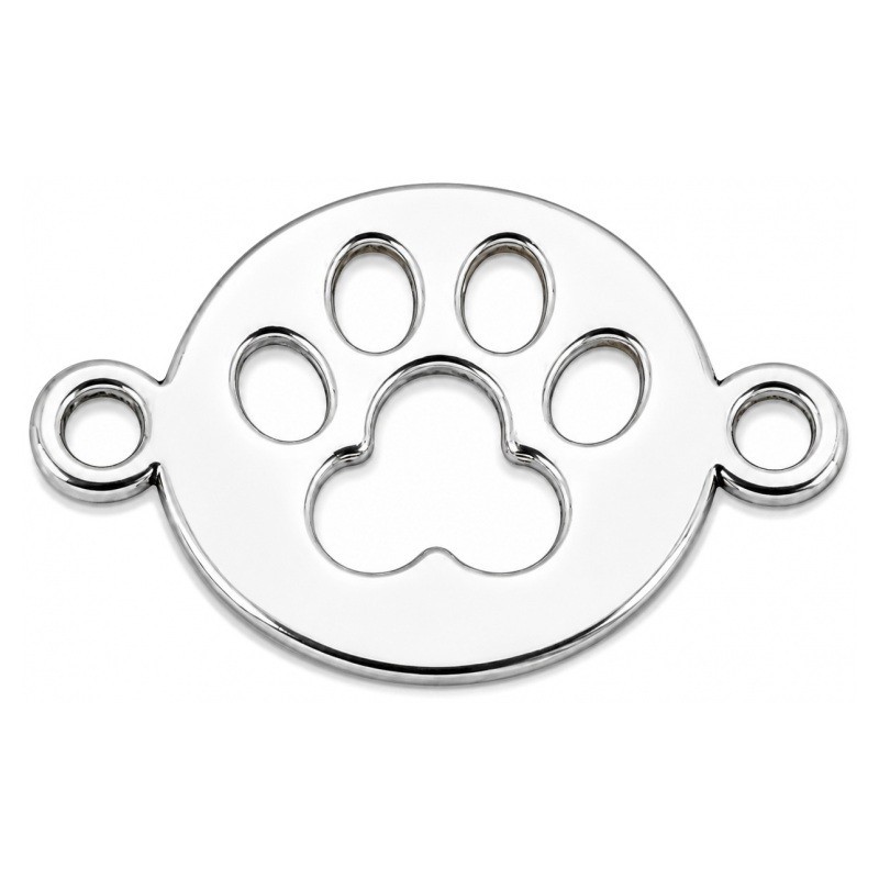 4 Connecteurs Patte Chien Chat Argenté 24x16mm