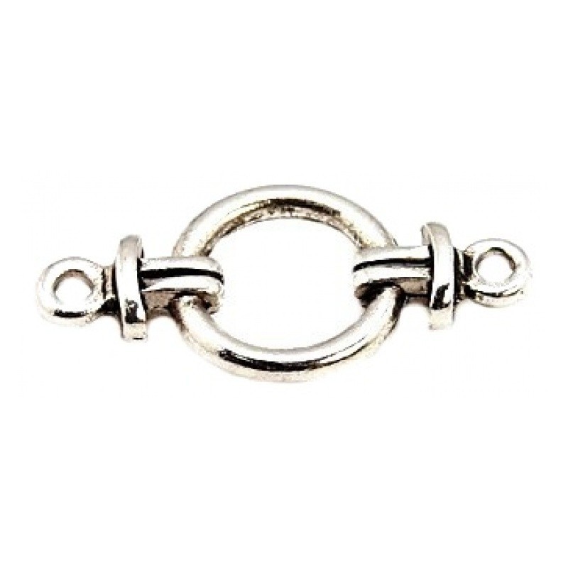 5 Connecteurs Double Anneau Argenté 25x13mm