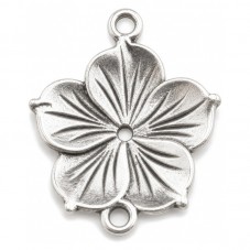 5 Connecteurs Fleurs Argentées 26x21mm pour la Création de Bijoux Fantaisie - DIY