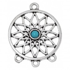 2 Connecteurs Attrape Rêve Dreamcatcher Argenté 33x27mm pour la Création de Bijoux Fantaisie - DIY