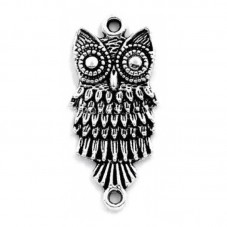 2 Connecteurs Hibou Argenté  28,5x13mm pour la Création de Bijoux Fantaisie - DIY