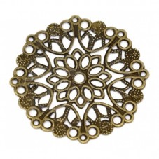 10 Estampes Connecteurs Ronds Ajourés Filigrane Bronze 35mm pour la Création de Bijoux Fantaisie - DIY