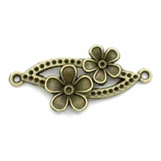 2 Connecteurs Fleur Bronze 3,7x1,5cm pour la Création de Bijoux Fantaisie - DIY