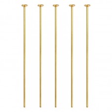 100 Tiges à Tête Plate Dorées 50x0,7mm pour la Création de Bijoux Fantaisie - DIY