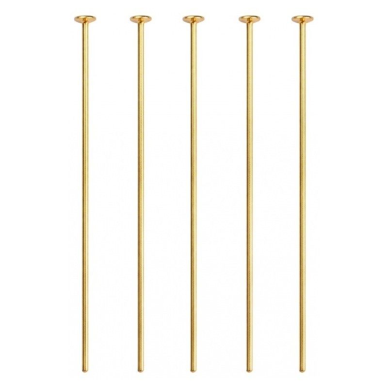 100 Tiges à Tête Plate Dorées 50x0,7mm