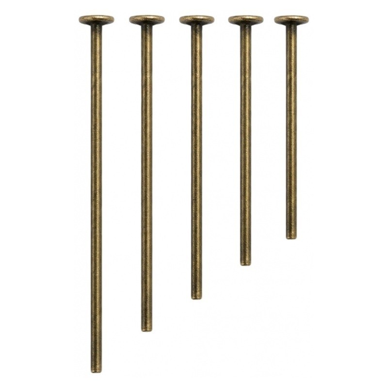 100 Tiges à Tête Plate Bronze Tailles Mixtes