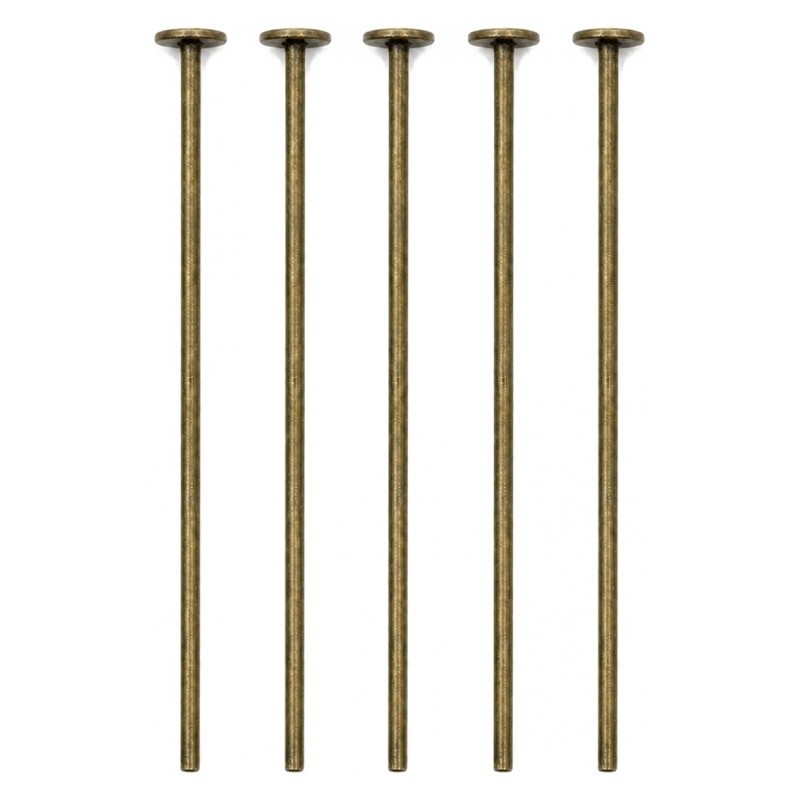 100 Tiges à Tête Plate Bronze 30mm