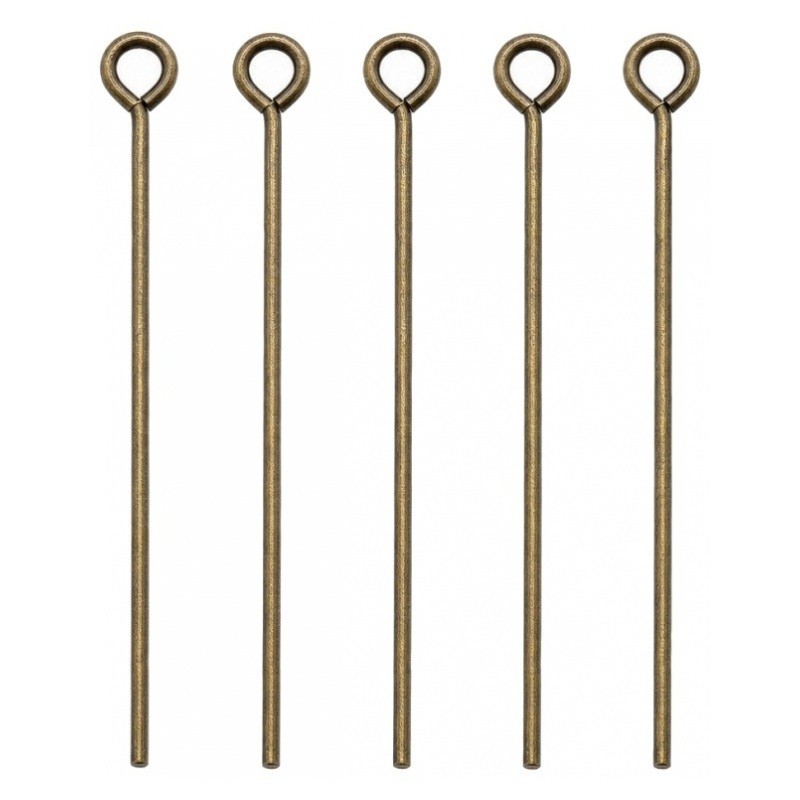 100 Tiges à Œil Bronze 30mm