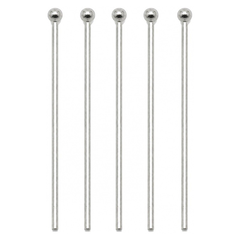 50 Tiges à Boule Argentées 20mm
