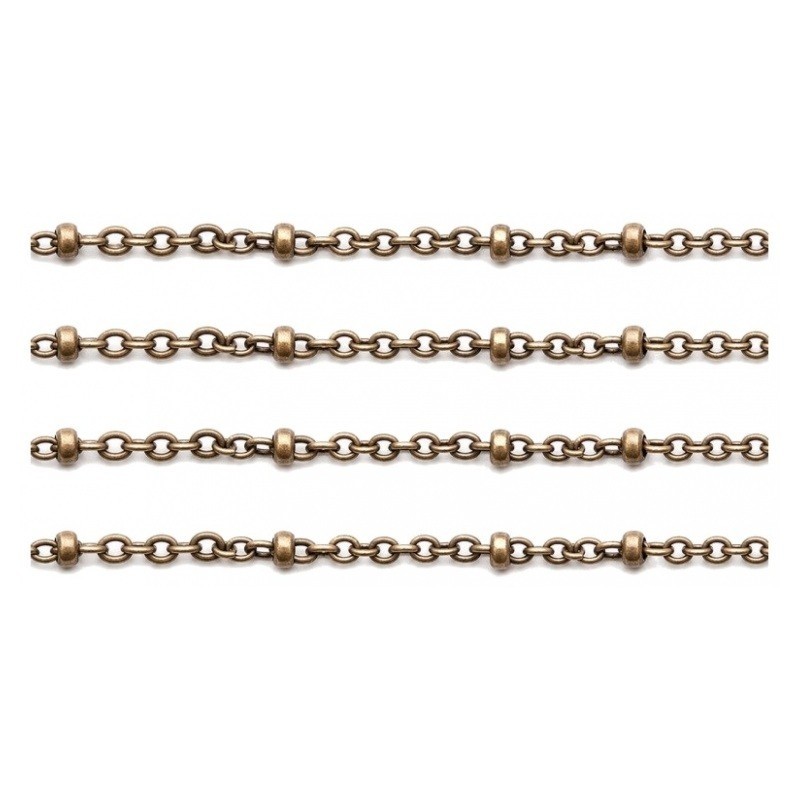1 Mètre de Chaine Fine 1,5mm avec Perles Bronze
