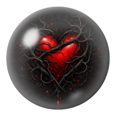 Cabochon en Verre Illustré Cœur Rouge Prisonnier des Ronces 12 à 25mm pour la Création de Bijoux Fantaisie - DIY