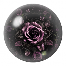 Cabochon en Verre Illustré Rose Violette dans les Ronces 12 à 25mm pour la Création de Bijoux Fantaisie - DIY