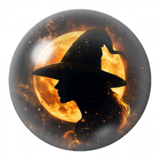 Cabochon en Verre Illustré Profil de Sorcière devant la Lune 12 à 25mm pour la Création de Bijoux Fantaisie - DIY