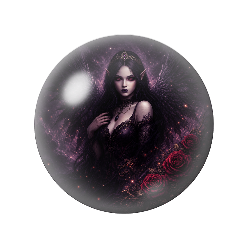 Cabochon en Verre Illustré Reine Fée Gothique aux Roses Rouges 12 à 25mm