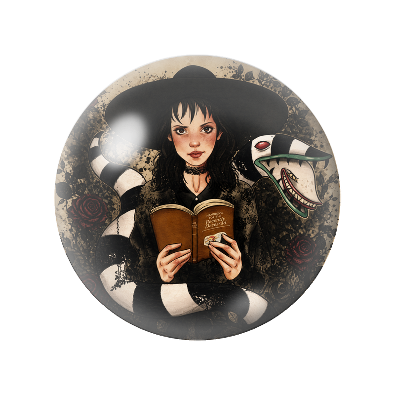 Cabochon en Verre Illustré Lectrice Gothique et Monstre Rayé 12 à 25mm