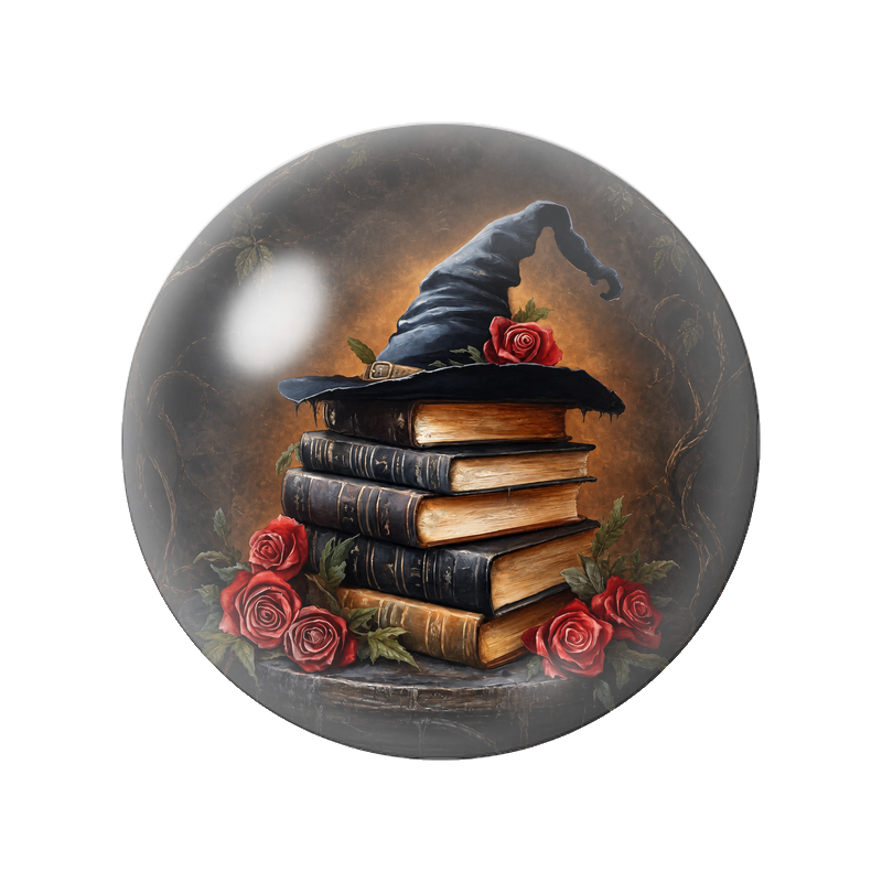 Cabochon en Verre Illustré Livres de Sortilèges aux Roses 12 à 25mm