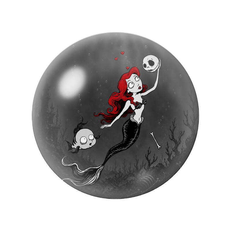 Cabochon en Verre Illustré Sirène Gothique au Crâne 12 à 25mm