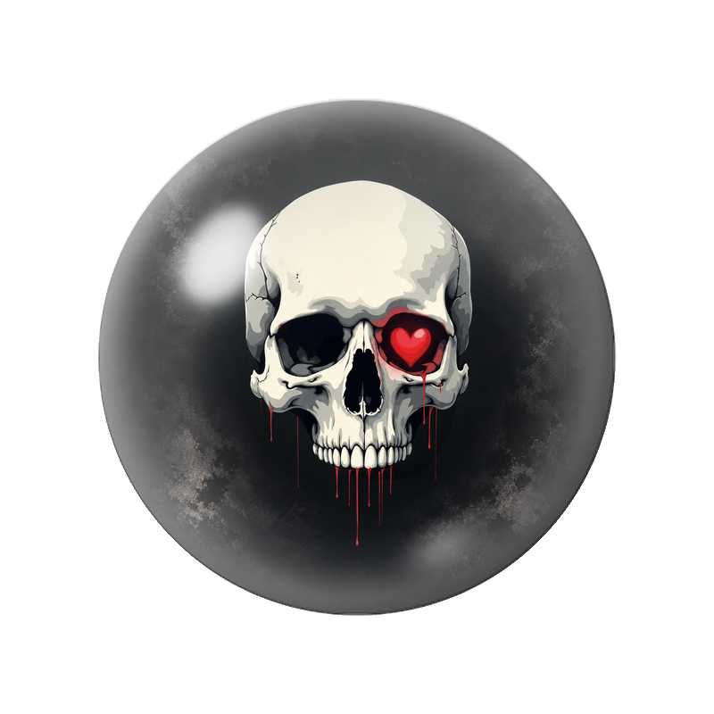 Cabochon en Verre Illustré Crâne Blanc à l’Œil Cœur Rouge 12 à 25mm