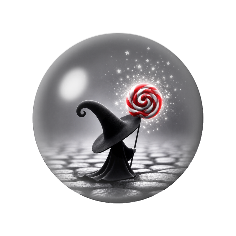 Cabochon en Verre Illustré Petite Sorcière à la Sucette 12 à 25mm