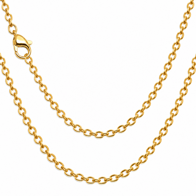 Collier Chaîne Dorée 3x2,5mm en Acier Inoxydable - 45cm Long
