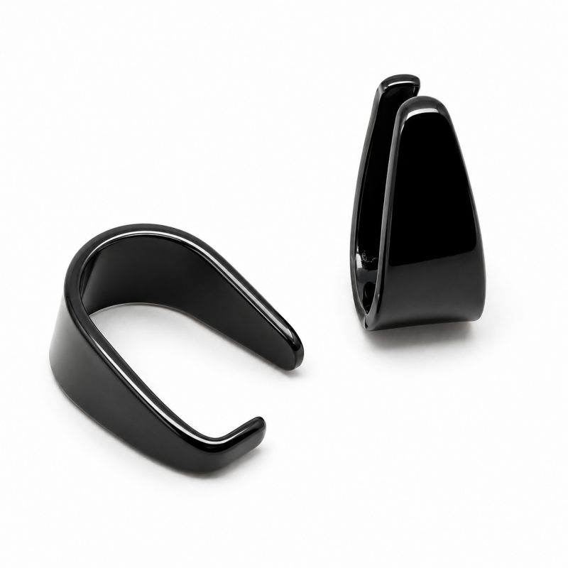 5 Bélières Attaches pour Pendentif en Acier Inoxydable Noir 9x6mm