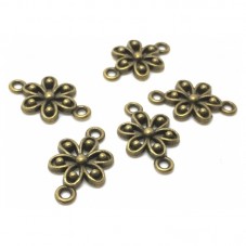 5 Connecteurs Fleur Bronze 17x11mm