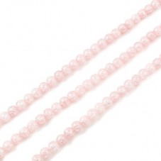 5 Perles en Verre Craquelé Rose 8mm
