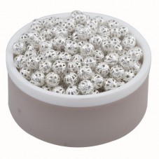10 Perles Creuses Ajourées Filigrane Argentées 6mm