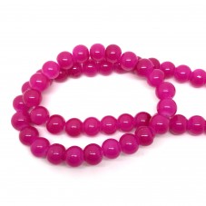 5 Perles en Verre Fuchsia 8mm