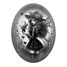 Cabochon en Verre Illustré Fée Gothique à la Poupée Vaudou pour la Création de Bijoux Fantaisie - DIY