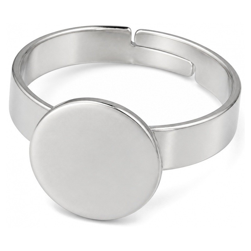 5 Supports Bague Ajustable Argentée 12mm