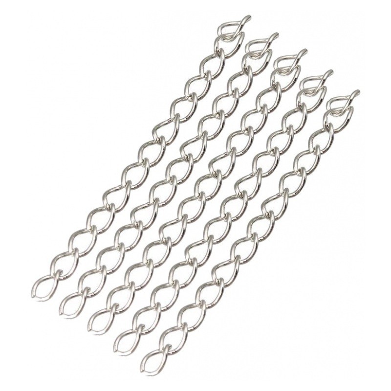 10 Chaînes, Chaînettes d'Extension Argentées 50mm