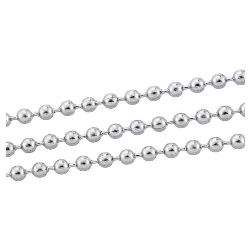 1 Mètre de Chaine à Bille Argentée 2mm