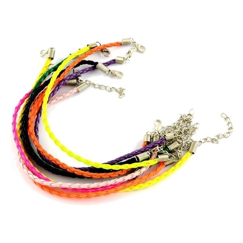 4 Bracelets Simili Cuir Tressé Multicolore 20cm