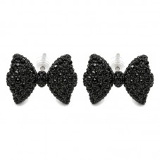 Boucles d'Oreilles Strass avec Stoppers Noeuds Noirs pour la Création de Bijoux Fantaisie - DIY