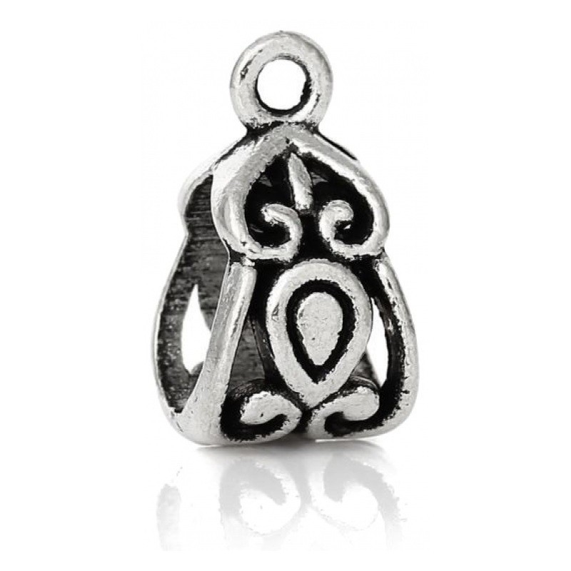 6 Bélières Argentées pour Pendentif 14x8mm