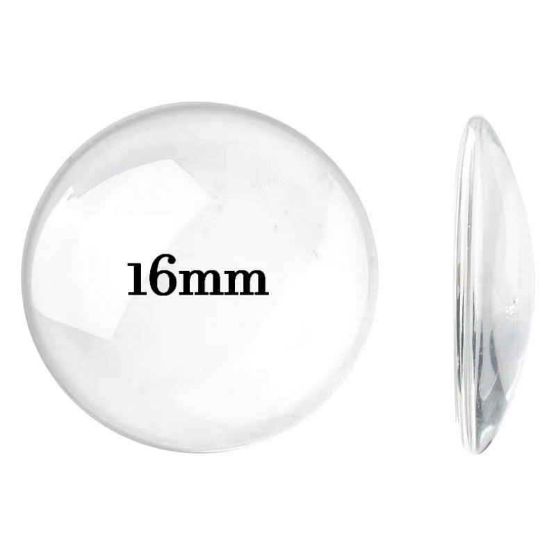 Cabochon Transparent en Verre Vierge 16mm