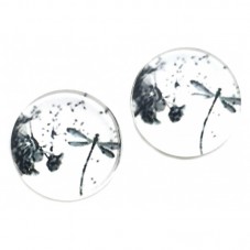 Lot de 2 Cabochons en Verre Libellule et Pissenlit 12mm pour la Création de Bijoux Fantaisie - DIY