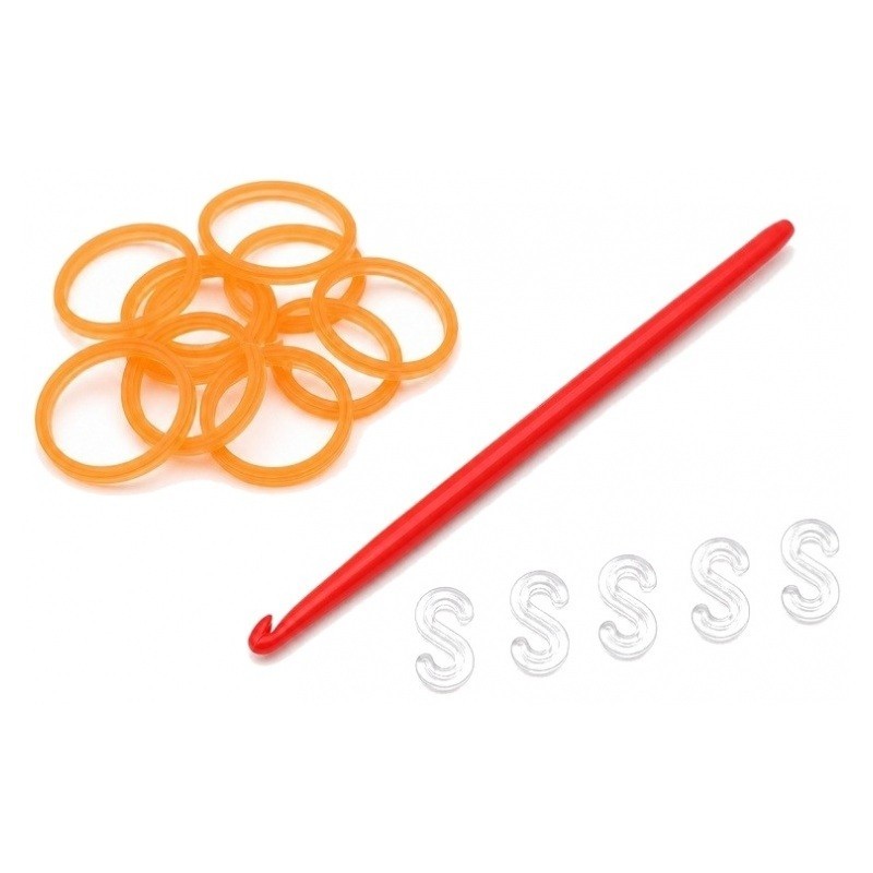 260 Élastiques Orange Fluo Bracelet Loom Bands + 1 Crochet + 10 Attaches Fermoirs "S"