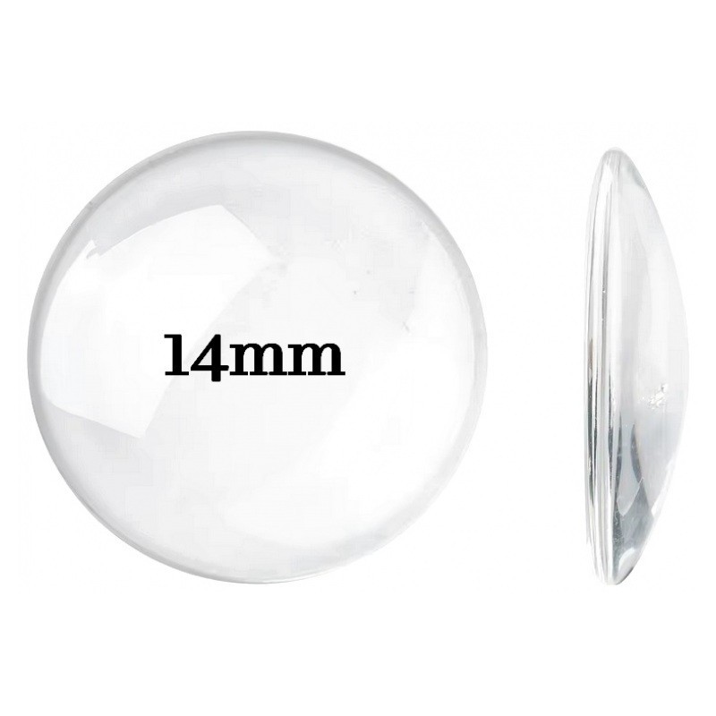 Cabochon Transparent en Verre Vierge 14mm