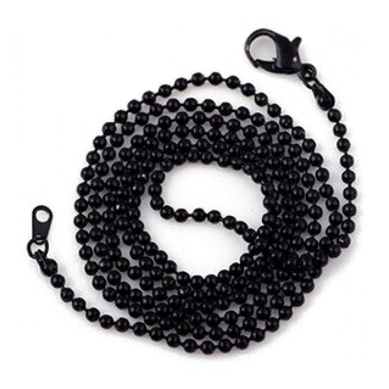 Collier Chaîne à Bille Noir 65cm