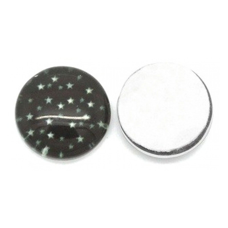 Lot de 2 Cabochons en Verre Ciel Étoilé Noir 12mm