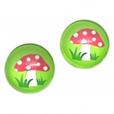 Lot de 2 Cabochons en Verre Champignon Rouge 12mm pour la Création de Bijoux Fantaisie - DIY