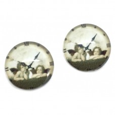 Lot de 2 Cabochons en Verre Horloge aux Anges 12mm pour la Création de Bijoux Fantaisie - DIY