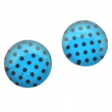 Lot de 2 Cabochons en Verre Bleu à Pois Noirs 12mm pour la Création de Bijoux Fantaisie - DIY