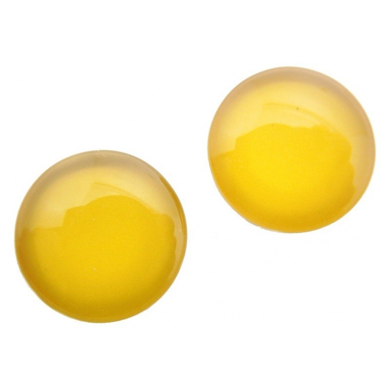 Lot de 2 Cabochons en Verre Uni Jaune Soleil 12mm