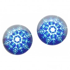 Lot de 2 Cabochons en Verre Étoile Flocon Bleu 12mm pour la Création de Bijoux Fantaisie - DIY