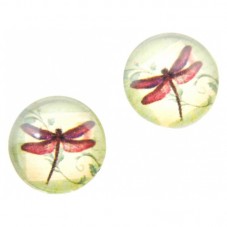 Lot de 2 Cabochons en Verre Libellule Rouge 12mm pour la Création de Bijoux Fantaisie - DIY