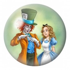 Cabochon en Verre Illustré Alice et le Chapelier Fou 12 à 25mm pour la Création de Bijoux Fantaisie - DIY