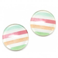Lot de 2 Cabochons en Verre Rayures Pastel 12mm pour la Création de Bijoux Fantaisie - DIY